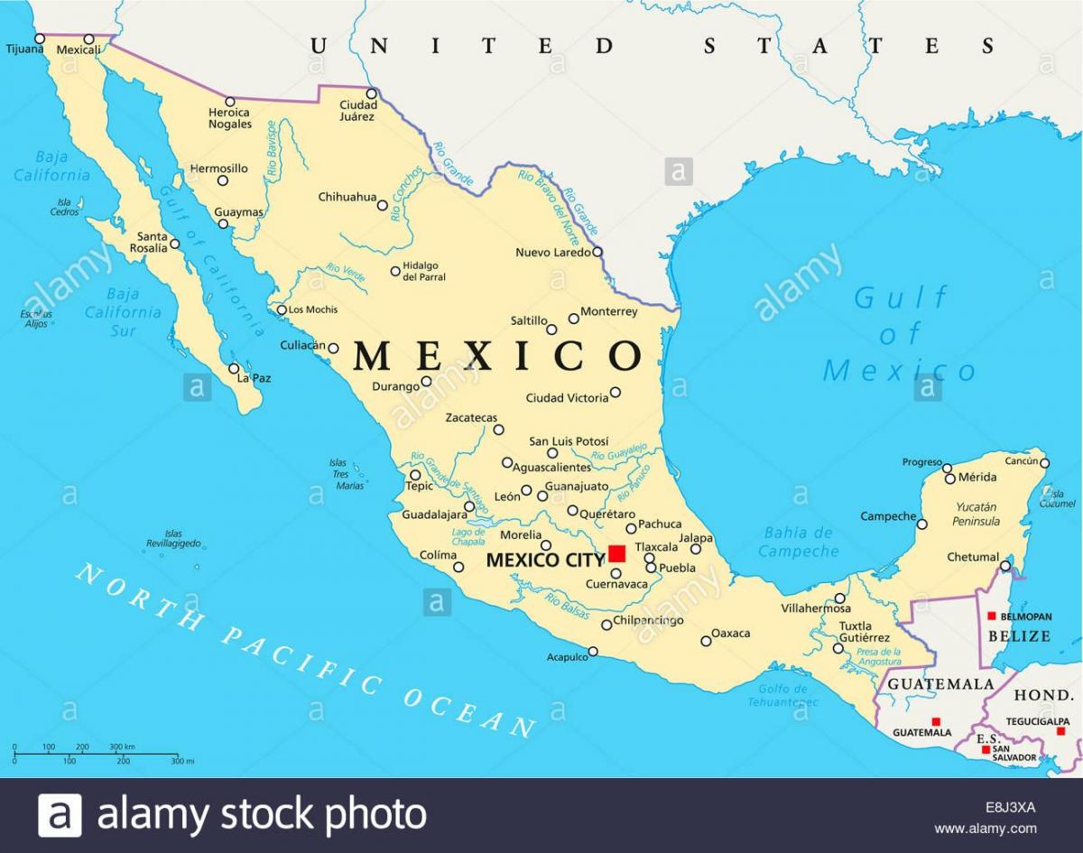 墨西哥地图的城市