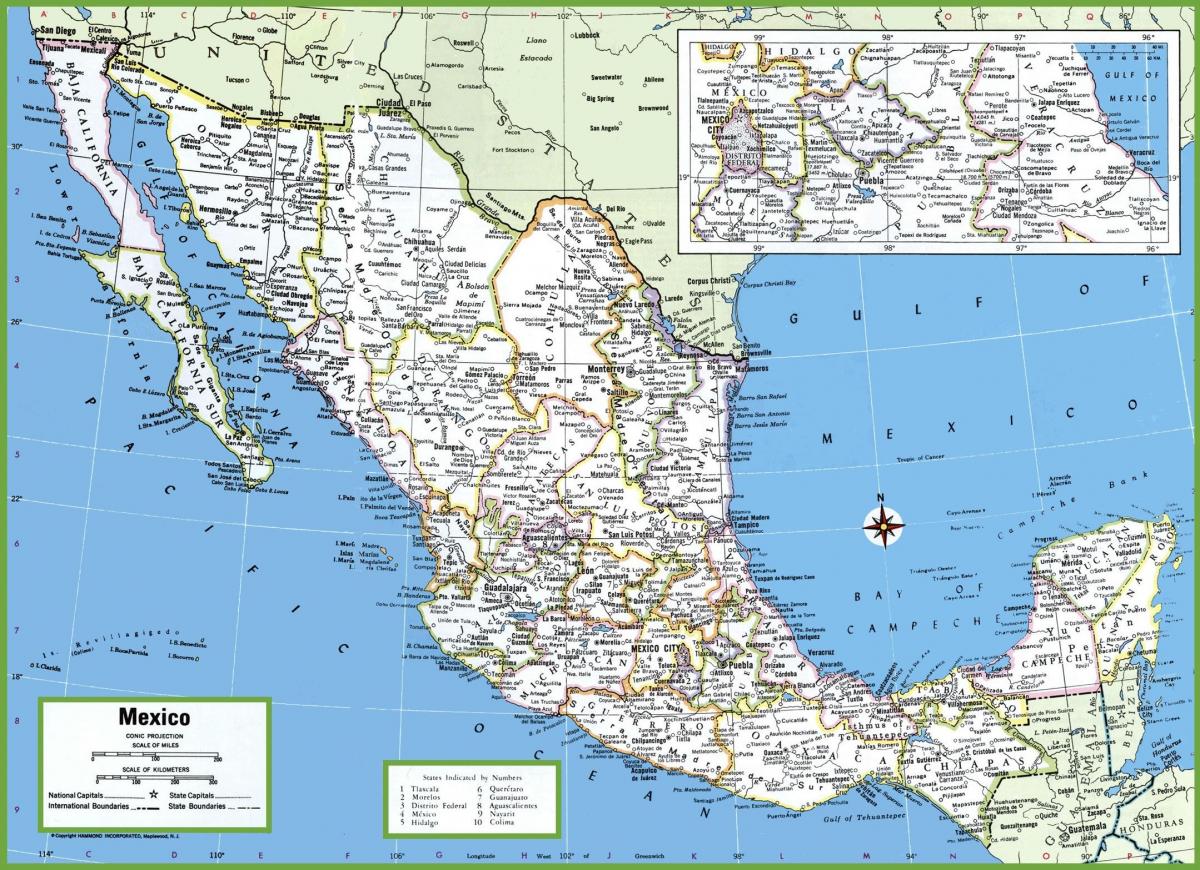 城市在墨西哥地图