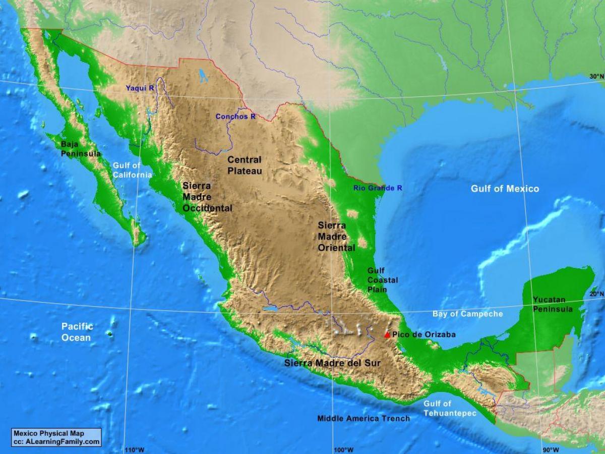 高原的墨西哥地图