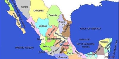 南部的墨西哥地图