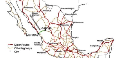 墨西哥收费公路的地图