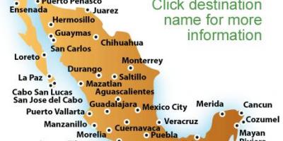 地图在墨西哥的海滩